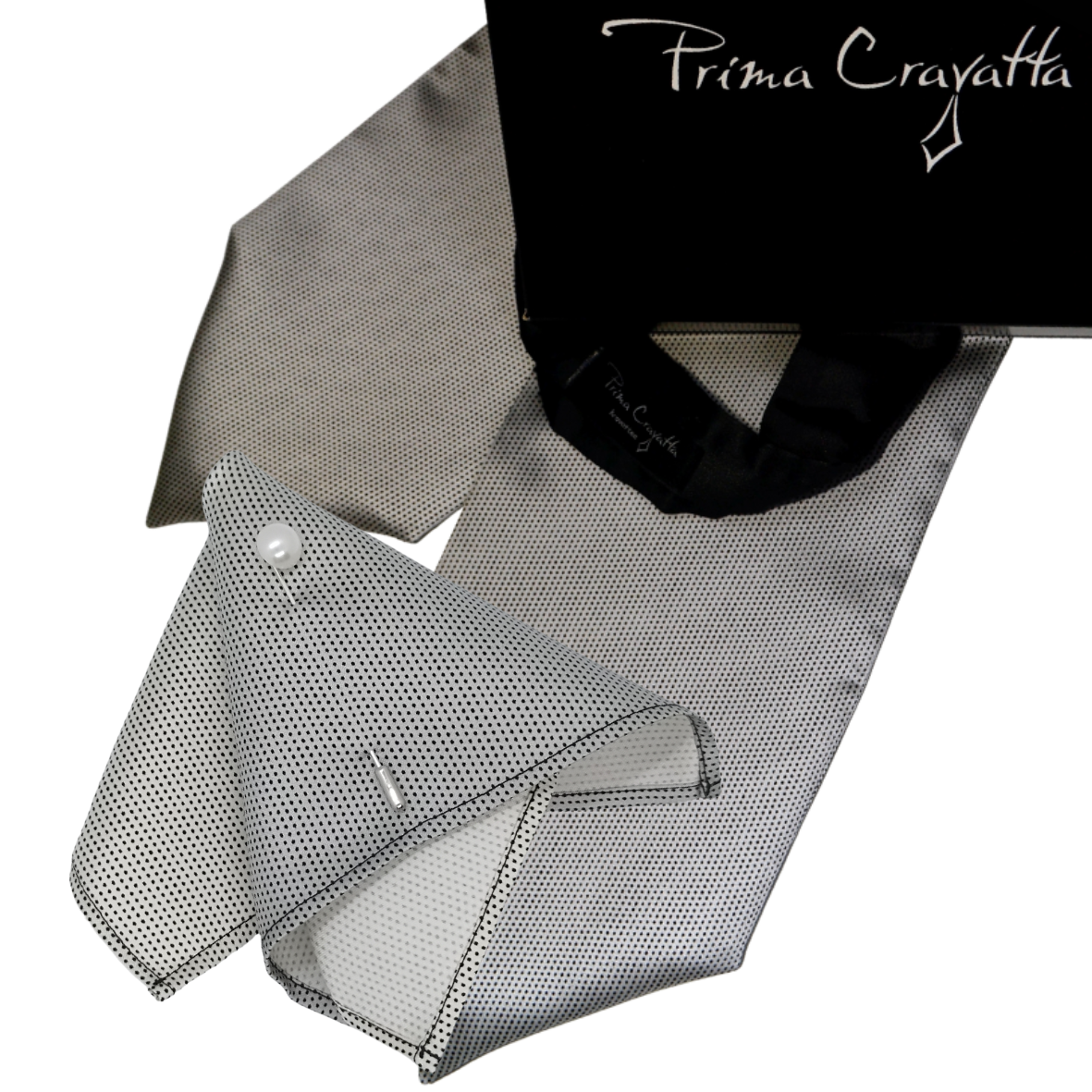 Prima Cravatta klassikaline pikk Festive sarja kuuluv siidist meeste kravatt Olivier d´Athos ja pintsaku taskurätik René