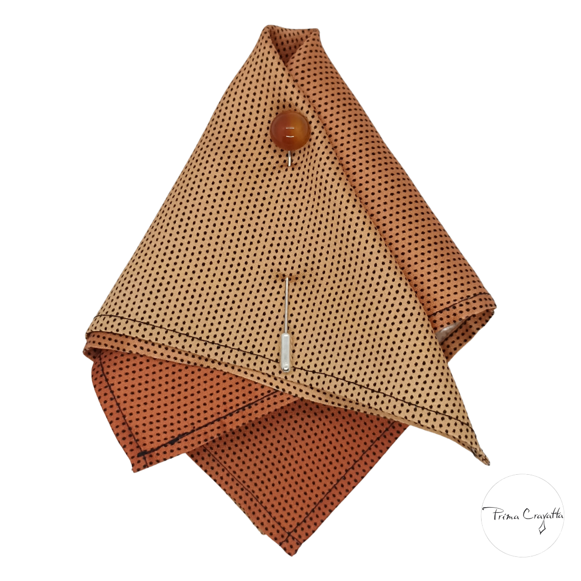 Prima Cravatta pintsaku taskurätik Isaac - hele, oranži ahhaadiga kravatinõelaga