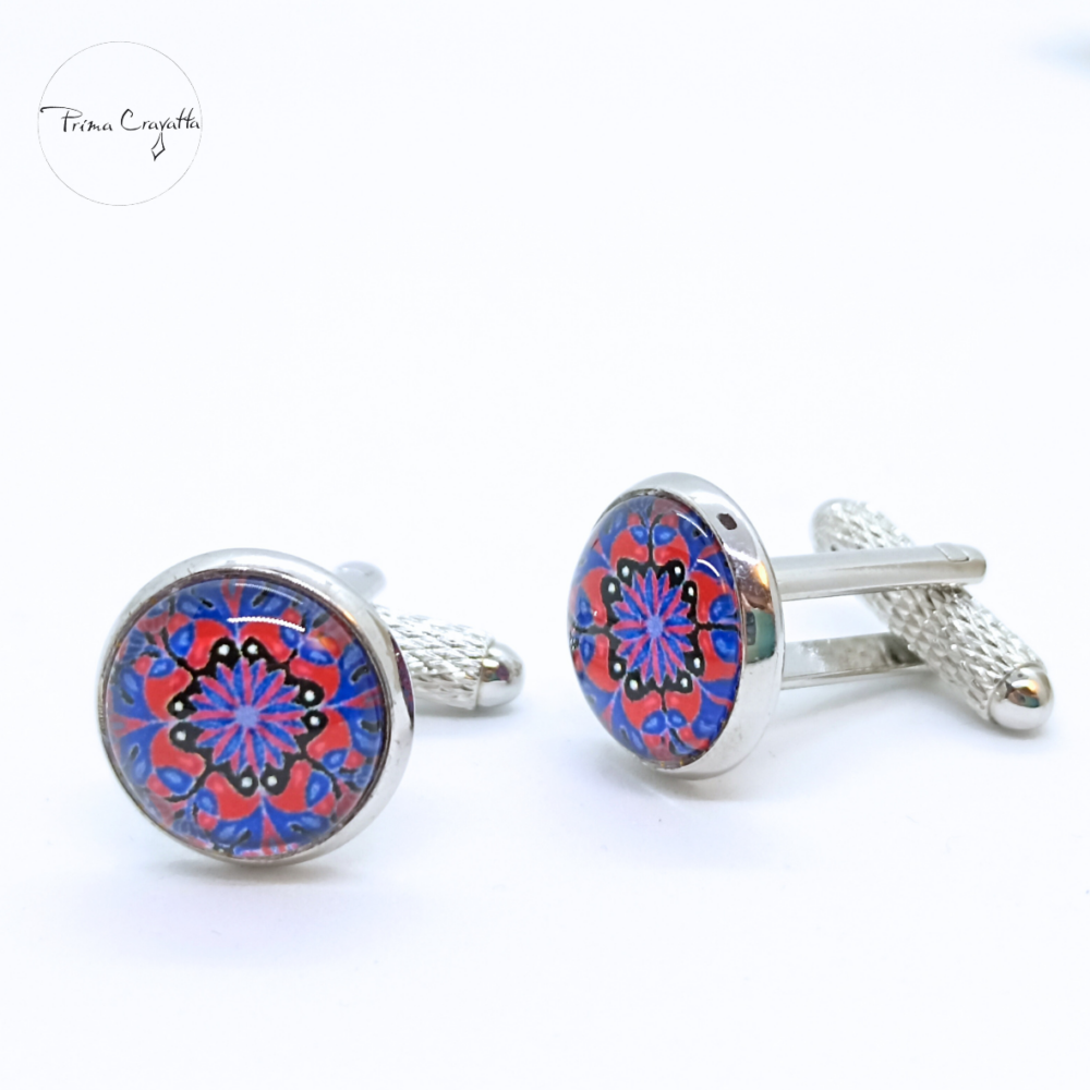 Klaaspärliga mansetinööbid "Mandala"